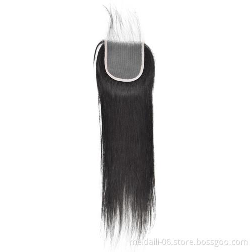 4*4 Hair Closure Vendors Brazilian Bulk Style Natural Black Color Silky Straight Wave Virgin Origin Human Hair